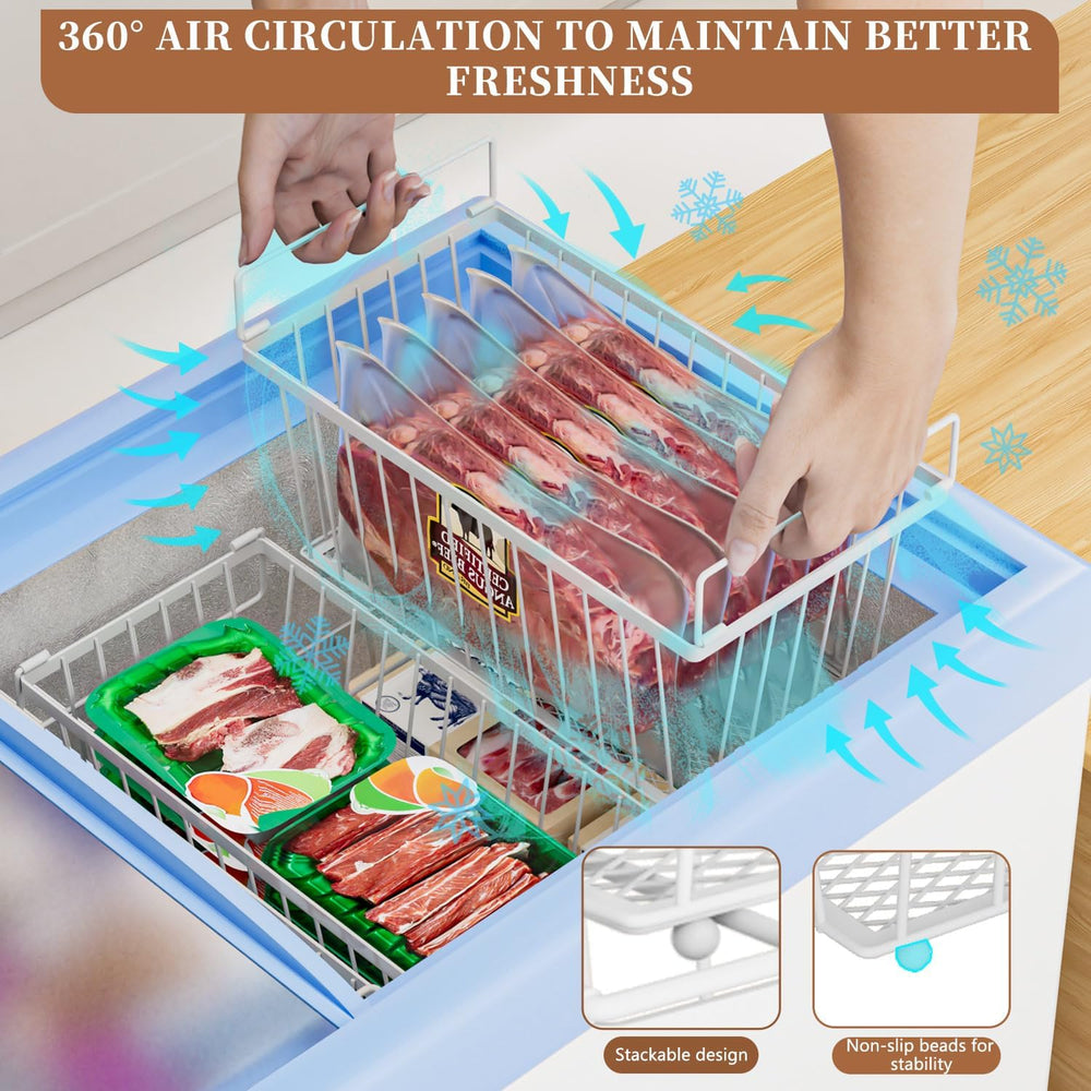 Enhanced Leak-Proof Bottom - Freezer Organizer Bins ,8 Pack Stackable Deep Fr...