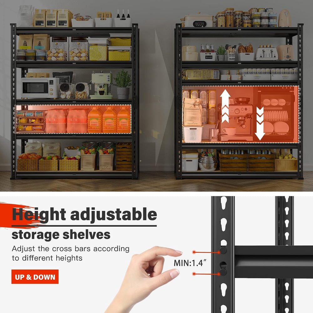REIBII 72" Garage Shelving, Heavy Duty Storage Shelves 2000LBS, 5 Tier M...