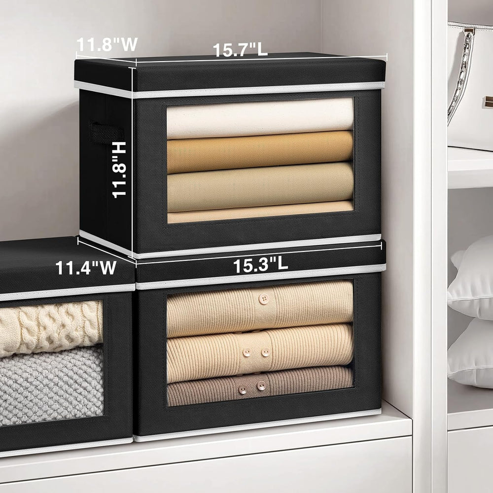 Homsorout Stackable Storage Bins with Lids - Large Decorative Basket with Lid...