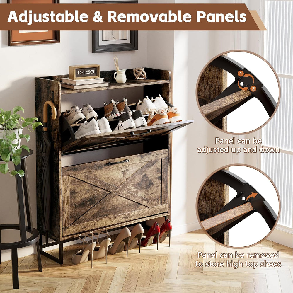 YIKEHOME Shoe Cabinet Storage for Entryway Hidden Shoes Storage Cabinet with ...