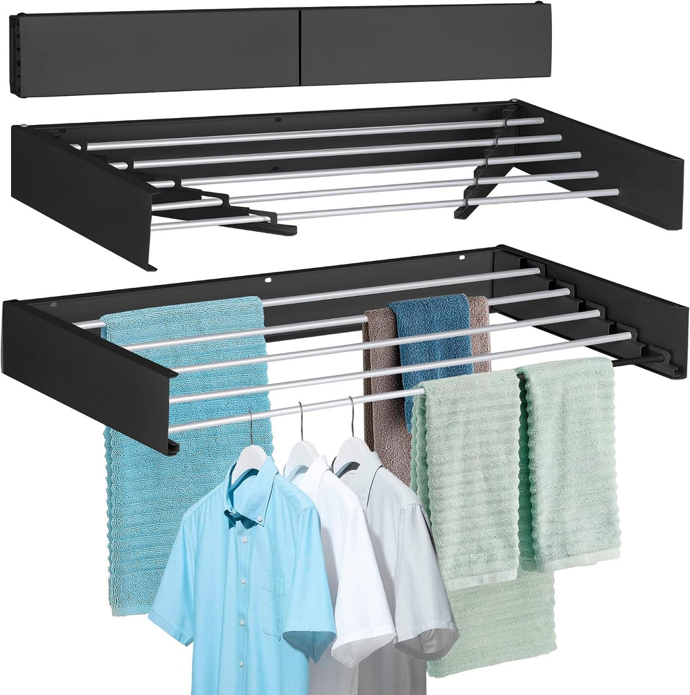 FOCHIER F Laundry Drying Rack Wall Mounted Clothes Drying Rack Collapsible wi...