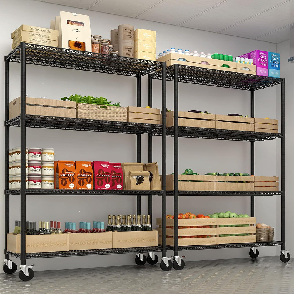 4 Tier Storage Racks Shelving, Heavy Steel Pantry Shelves, Adjustable Wire Sh...
