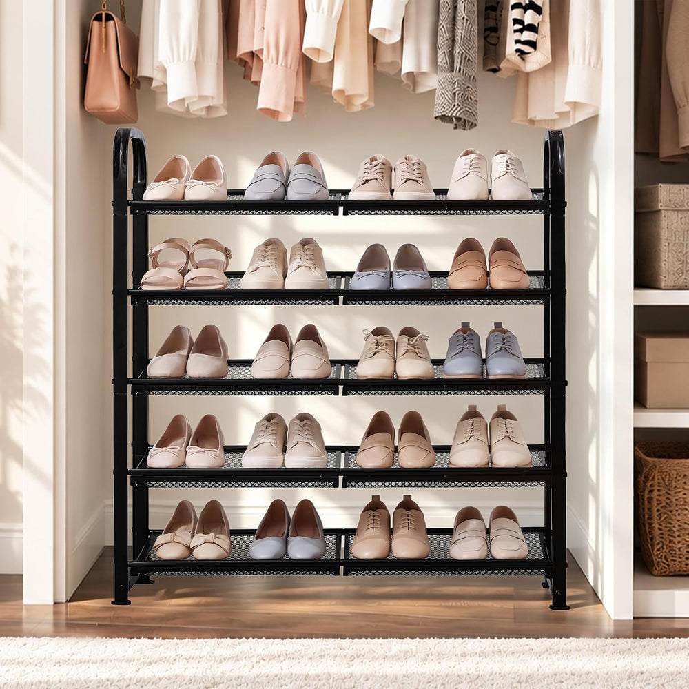 STORAGE MANIAC 5 Tier Shoe Rack, Heavy Duty Metal Shoe Organizer