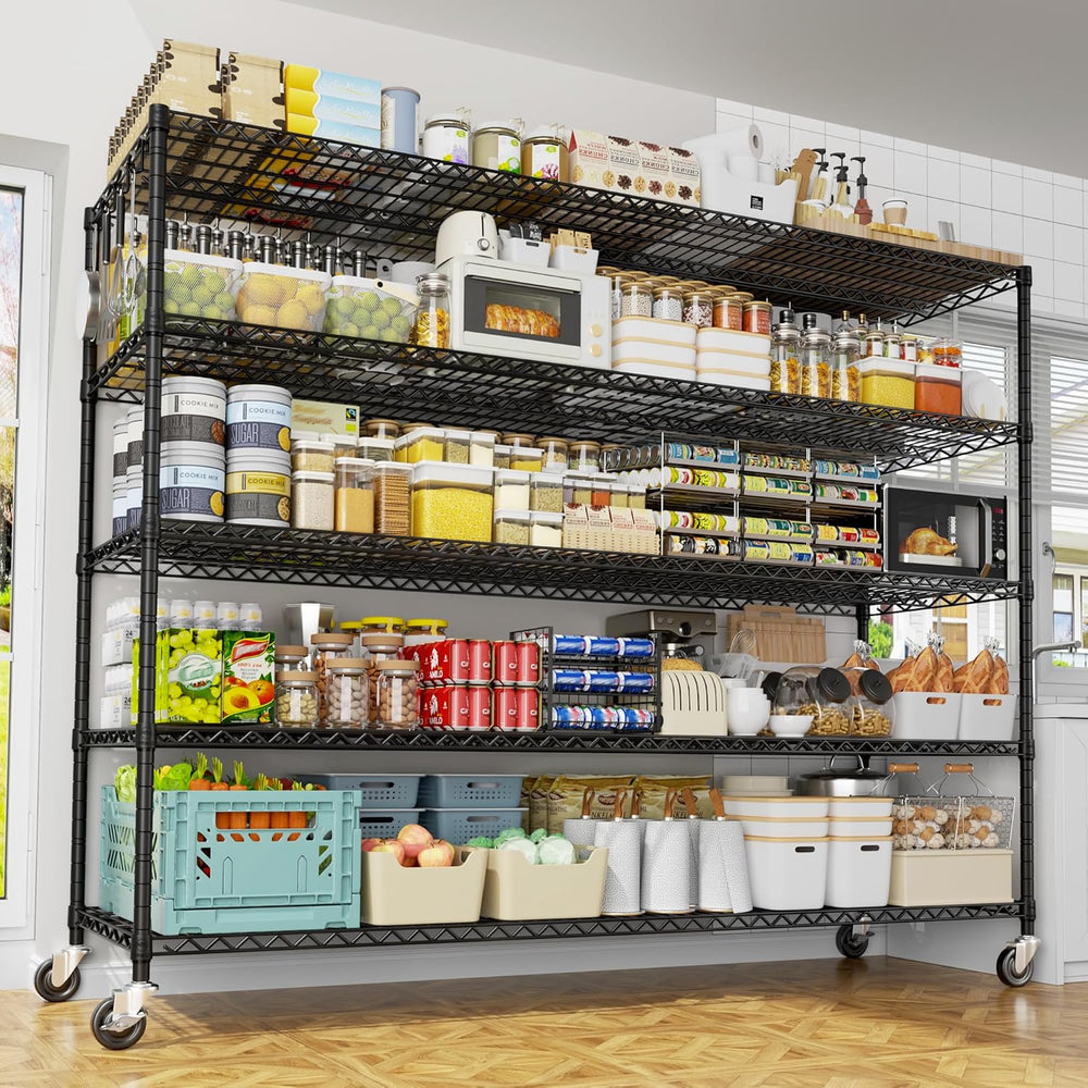 PrimeZone 5 Tier 80.7"H x 55.5"W x 24"D Wire Shelving with Whe...