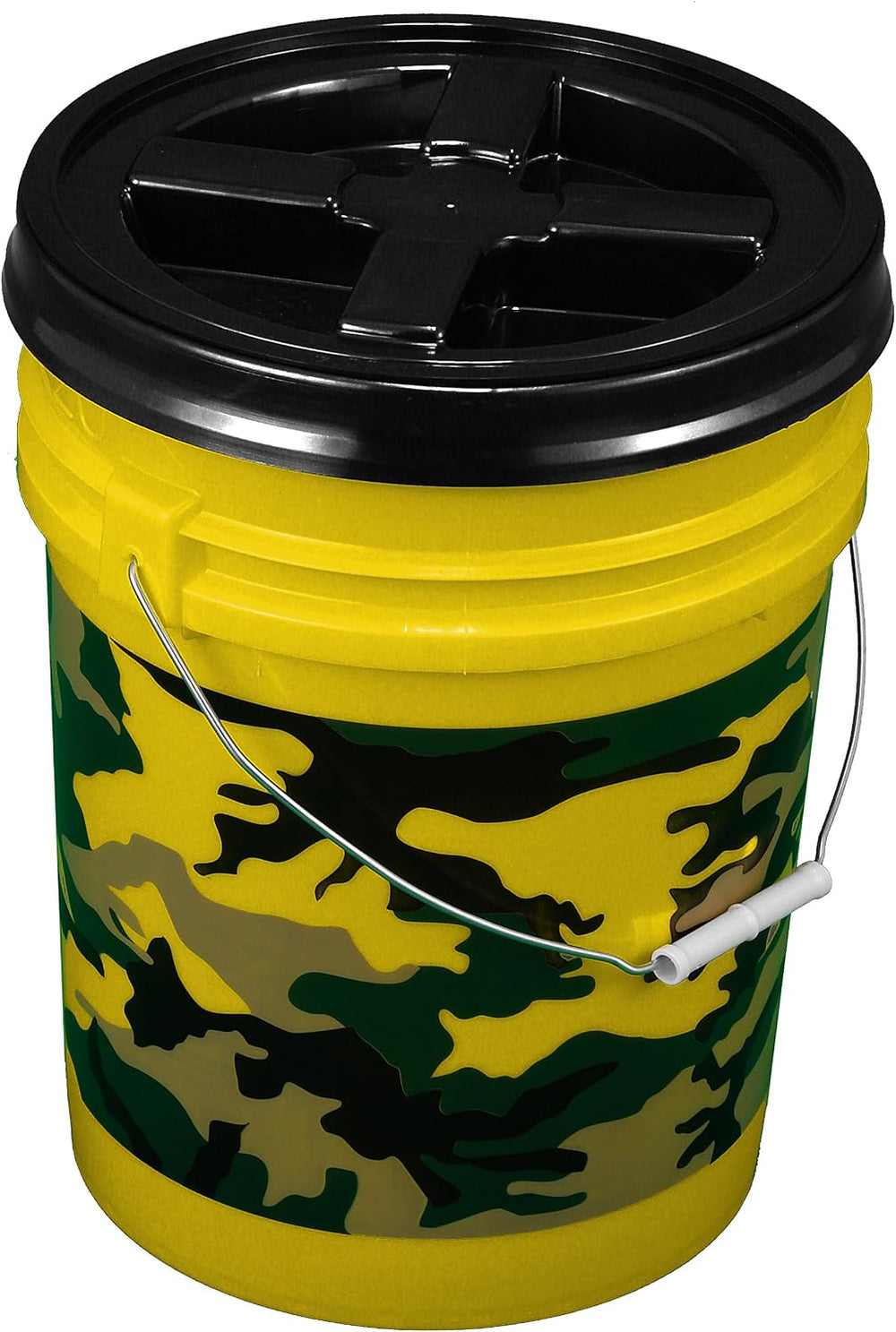 Camoflage Bucket Kit, One Yellow 5 Gallon 90 mil Bucket with Camo Print and a...