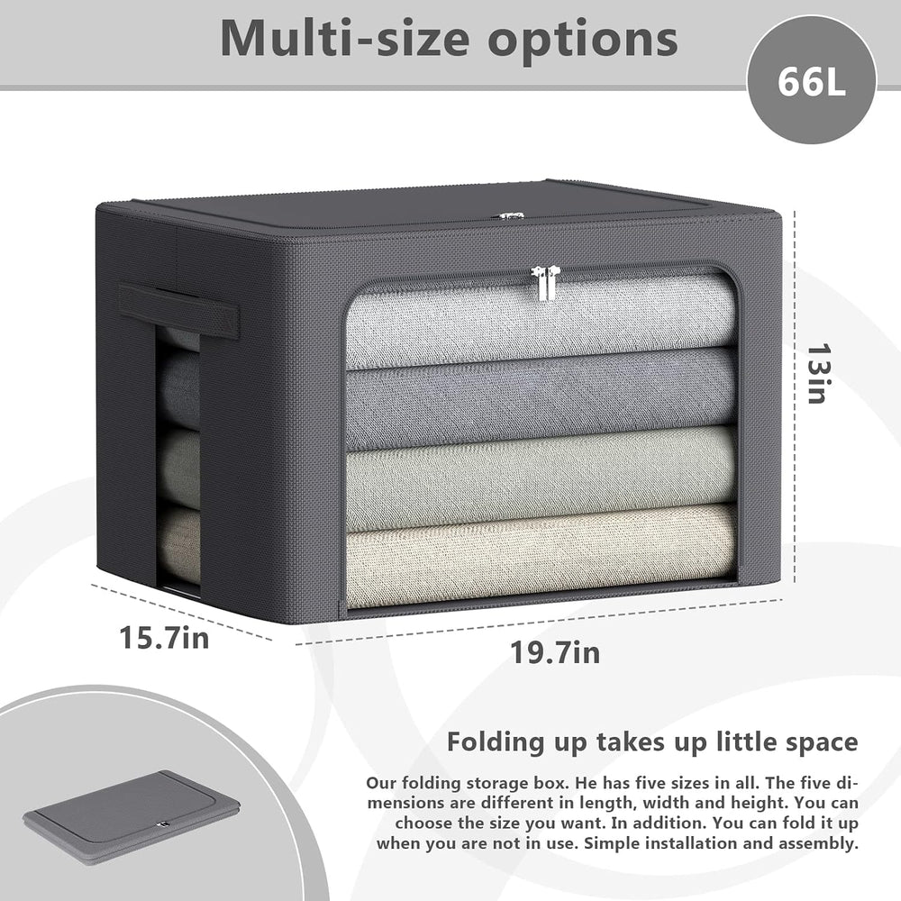 CYhom 3Pack Stackable Clothes Storage Bins - Oxford Frame Storage Box Foldabl...