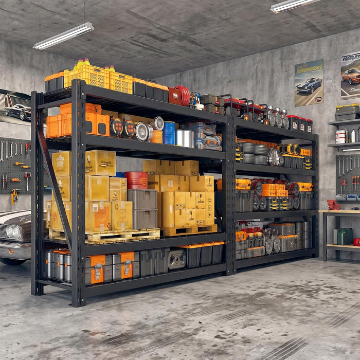 Bepatio 11000LBS Industrial Storage Shelves 2-Pack, 72"H x 60"W x 24"D Super Heavy Duty Shelves, 4-Tier Adjustable Rivet Metal Shelving Unit for Warehouse Distribution Center, Commercial Garage Shop
