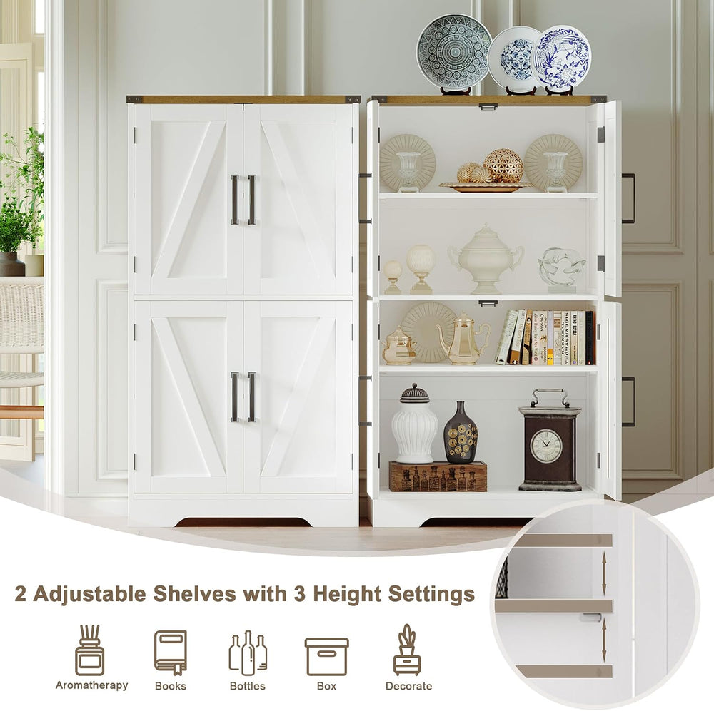 Treocho Farmhouse Bathroom Floor Cabinet with Adjustable Shelves