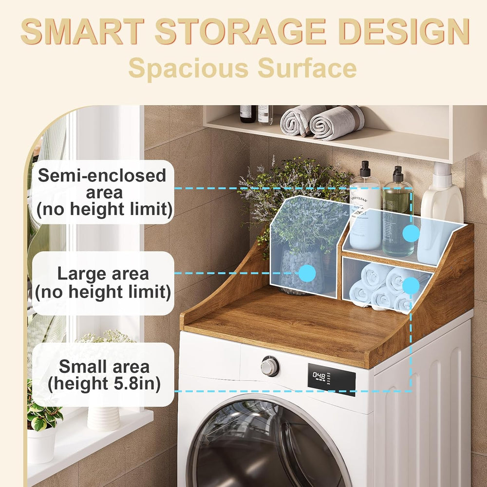 27'' Washer Dryer Countertop with Shelf, 2-Tier Laundry Countertop fo...