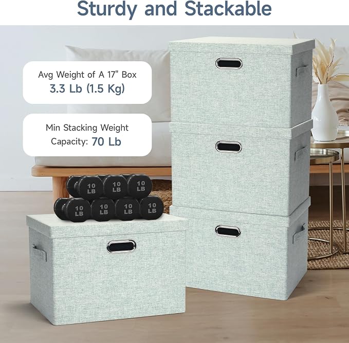 Large 17" 36 Quart Collapsible Stackable Storage Bins