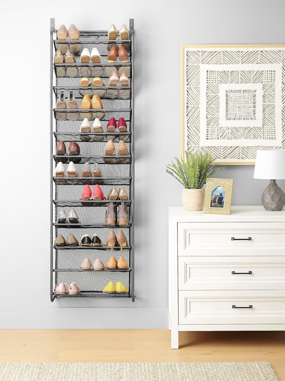 Whitmor 36 Pair Over the Door Shoe Rack, 12 Tier Hanging Shoe Organizer, Heav...