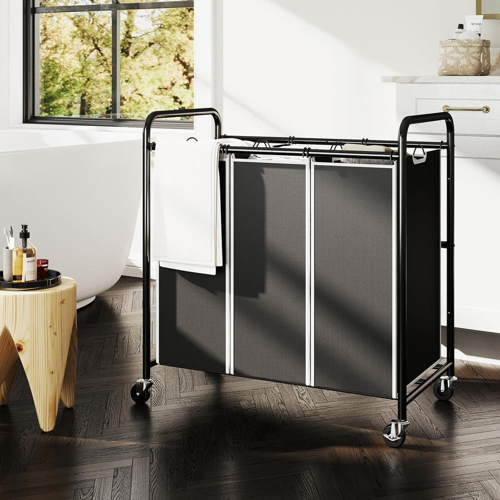 ROMOON Laundry Sorter Hamper 3 Section, Divided Laundry Basket Organizer