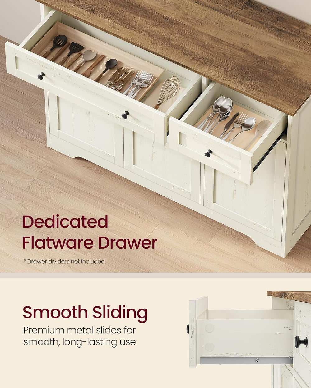 VASAGLE Buffet Cabinet, Sideboard, 3 Doors, 42.1 x 15.8 x 31.8 Inches