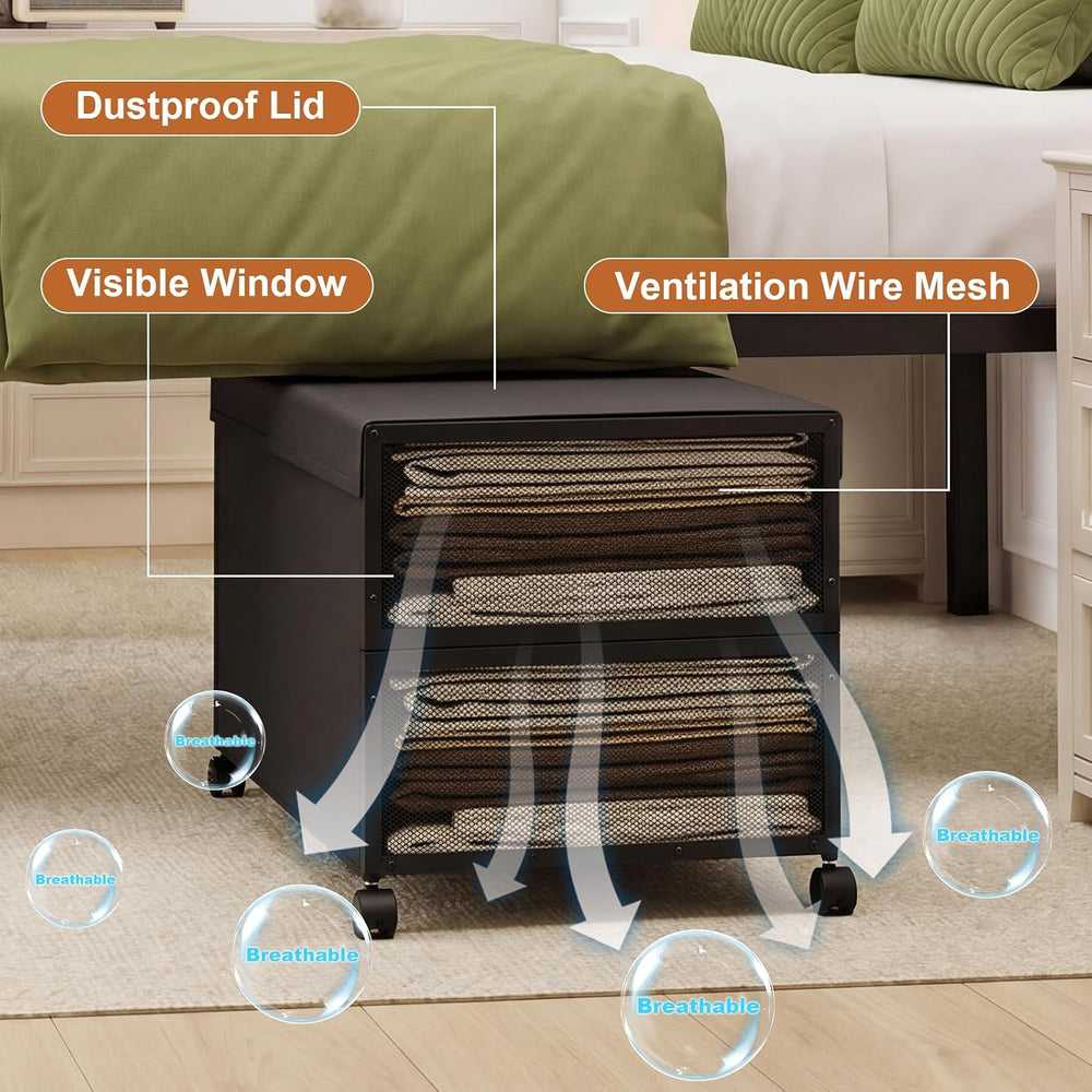 Fokyfok 2Pack Under Bed Storage Containers,16 inch Height,31 inch Long