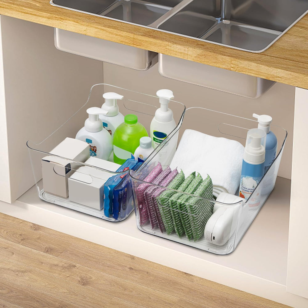 Tiawudi 6 Pack Plastic Storage Bins, Extra Large Pantry Organizer, 13.5"...