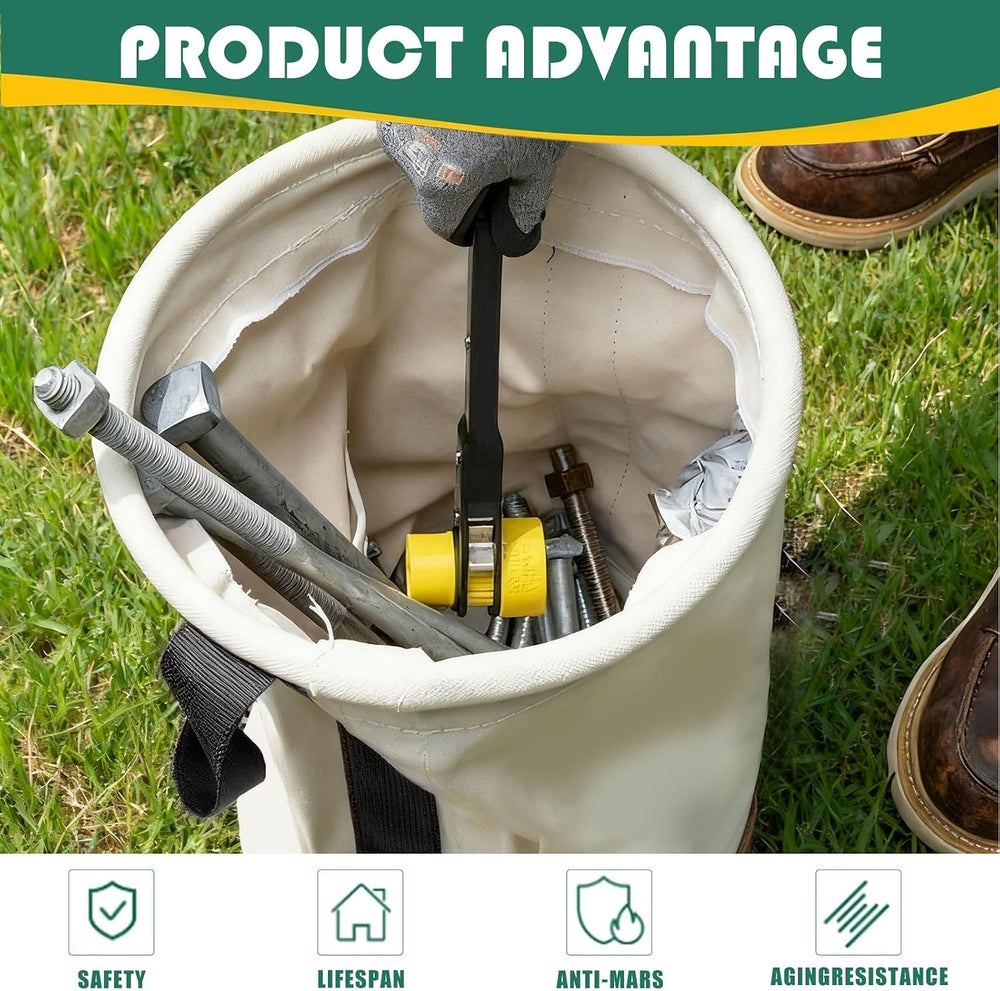 CNQLIS Canvas Tool Bucket – 11.6"x15", 150lb Capacity, w/Metal Hook