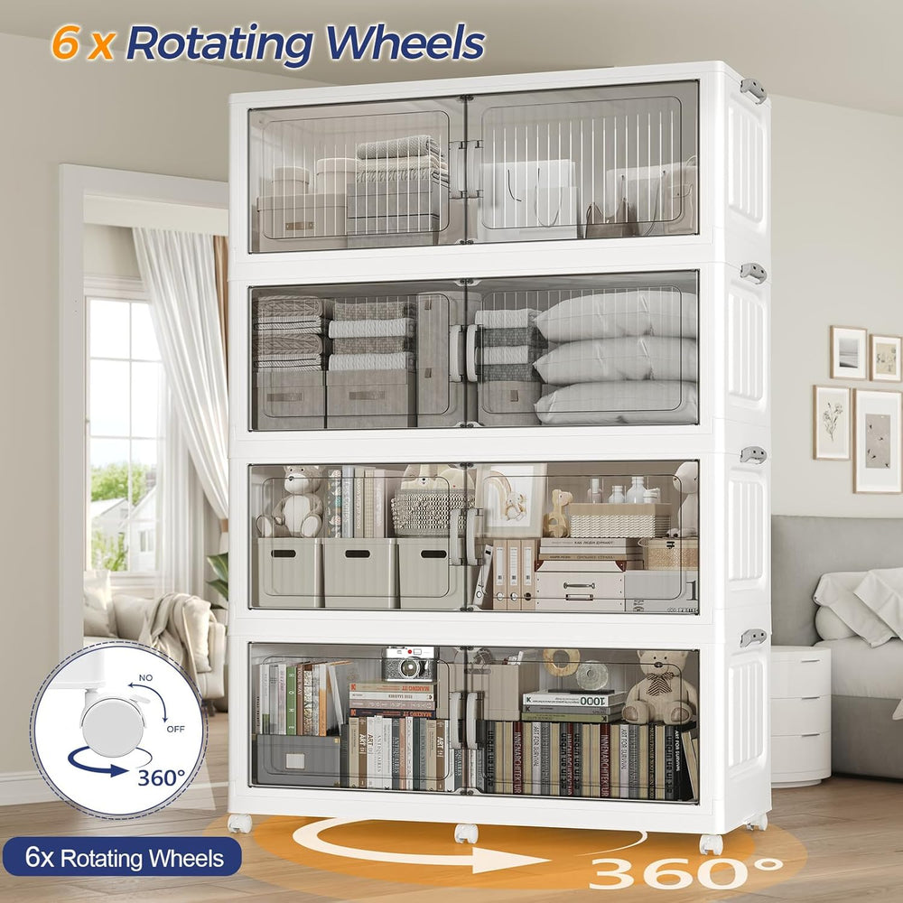 200Gal Extra Large Foldable Storage Organizer with Lid, 800QT Stackable Plast...