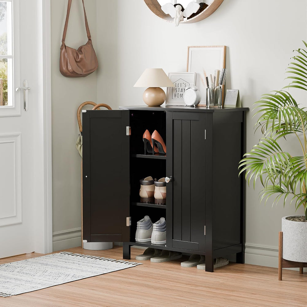 ZENY Bathroom Floor Storage Cabinet with Double Door + Adjustable Shelf, Wood...