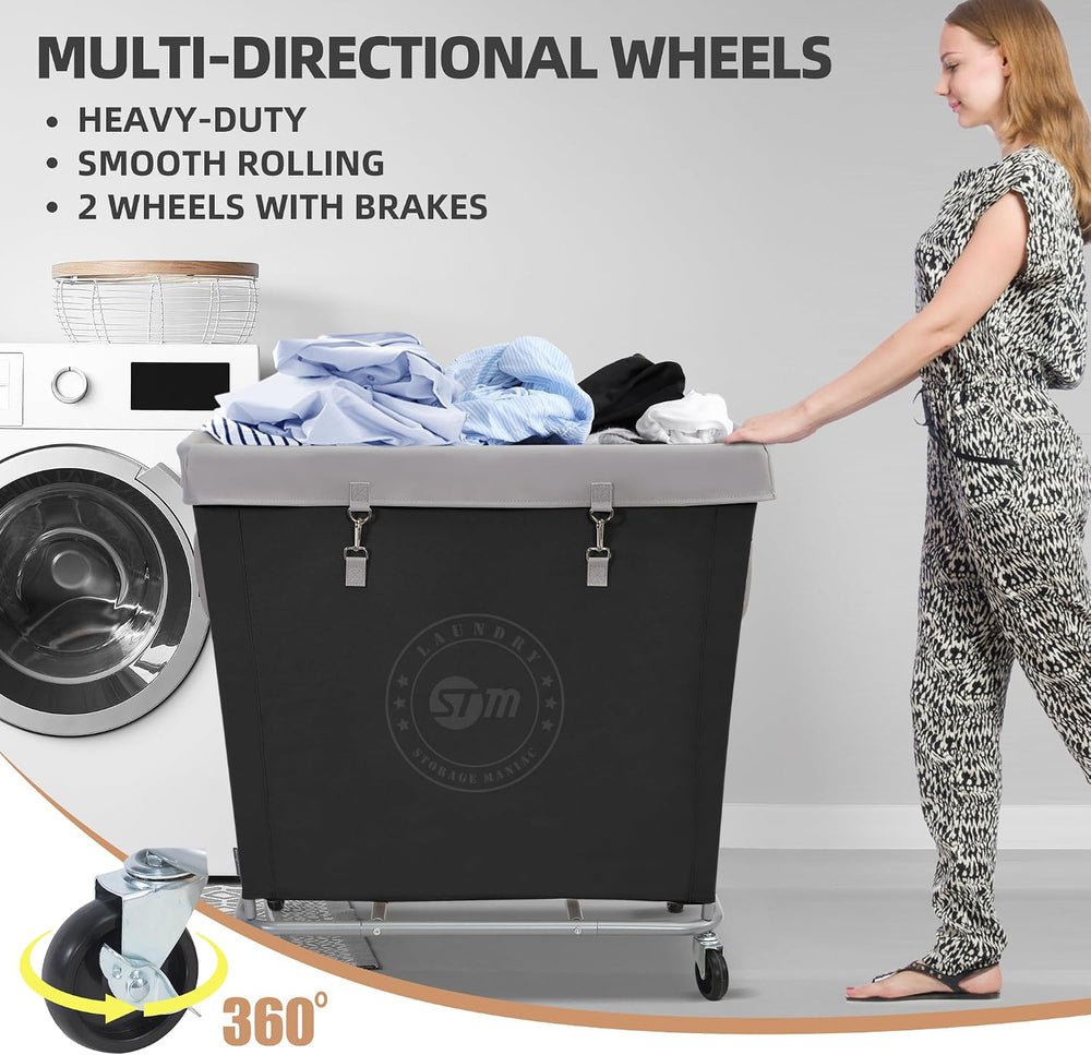 STORAGE MANIAC Commercial Laundry Hamper with Heavy Duty Steel Frame, 320 L I...