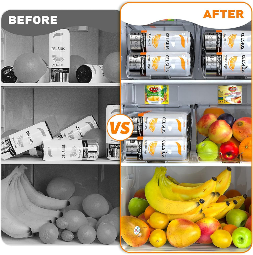 SCAVATA 2 Pack Skinny Can Organizer for Refrigerator, Stackable Tall Skinny S...