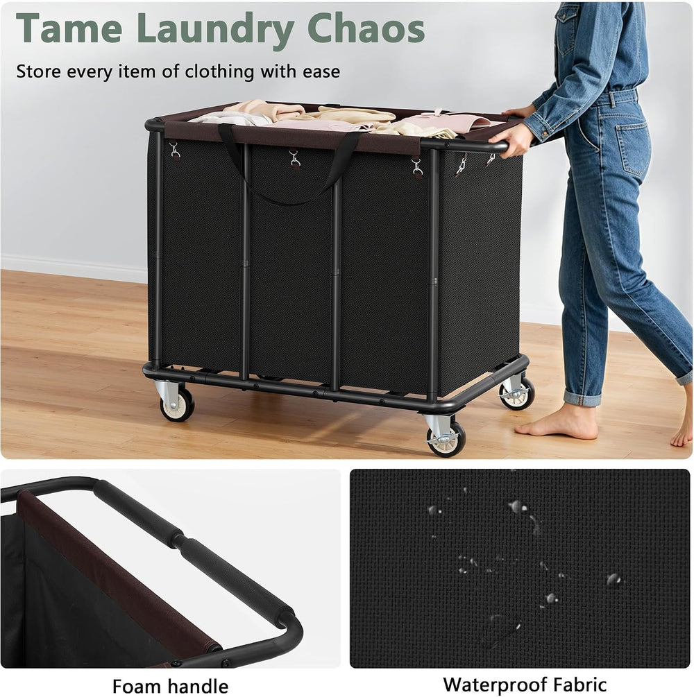 FAVOOSTY 470L Heavy Duty Commercial Laundry Cart with Wheels,Industrial Rolli...