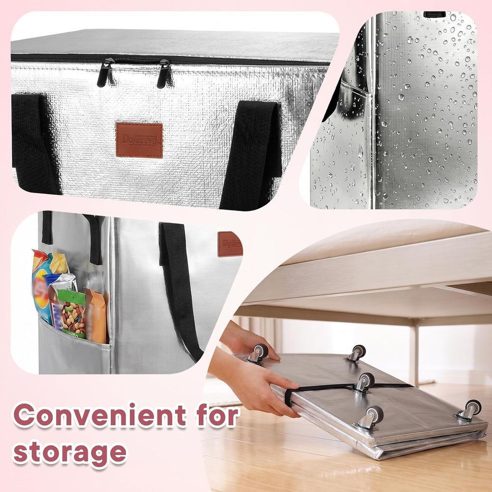 Reusable Grocery Bag On Wheels, Hauler Rolling Tote Bag, Foldable Rolling Tot...