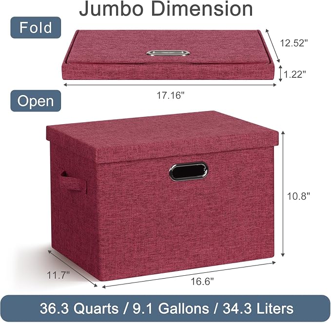 Large 17" 36 Quart Collapsible Stackable Storage Bins