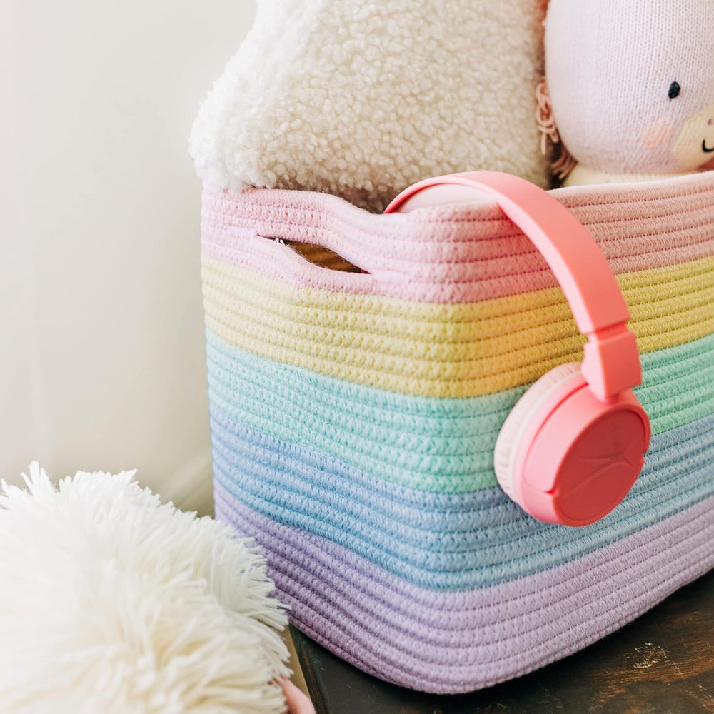 OrganiHaus Rainbow Baskets for Shelves, Set of 3, 15x9x10