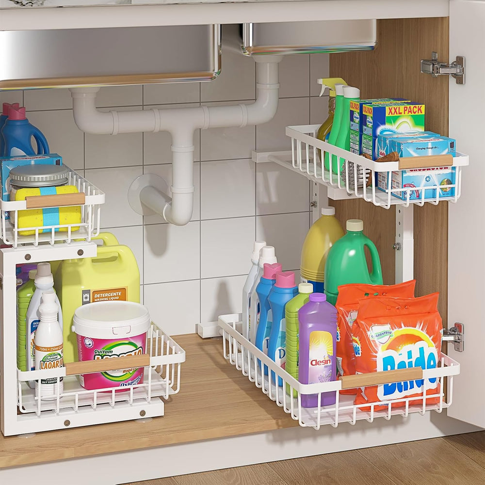 ADRIMER Under Sink Organizer 2 Packs, Pull Out Kitchen Sink Organizer, 2 Tier...