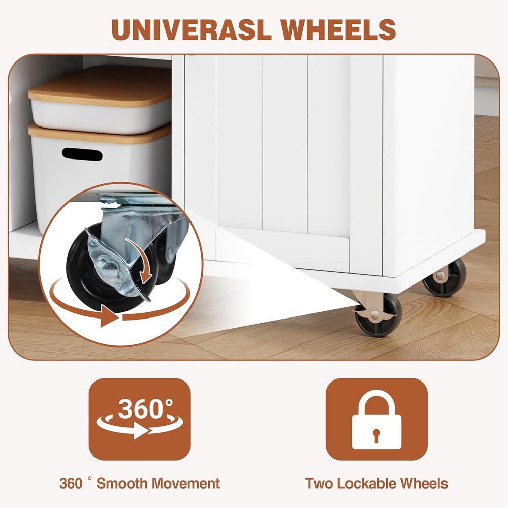 JY QAQA 42" Rolling Kitchen Island Cart with Storage, Drop Leaf Countert...
