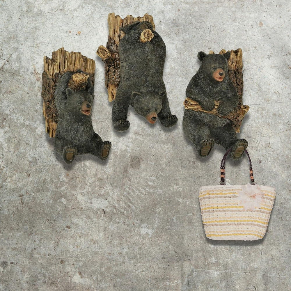 BestGiftEver Black Bear Coat Hooks, Set of 3