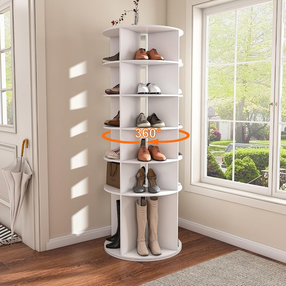 6-Tire Round Rotating Shoe Rack,360°Spinning Shoe Display,Shoe Organizer Spin...