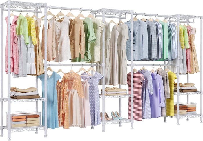 Higeego H11 Heavy Duty Clothes Rack White Clothing Rack for Hanging Clothes