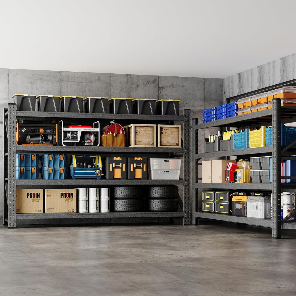 BYNSOE 77" W Storage Shelves 9000lbs Garage Metal Shelving Heavy Duty Ga...