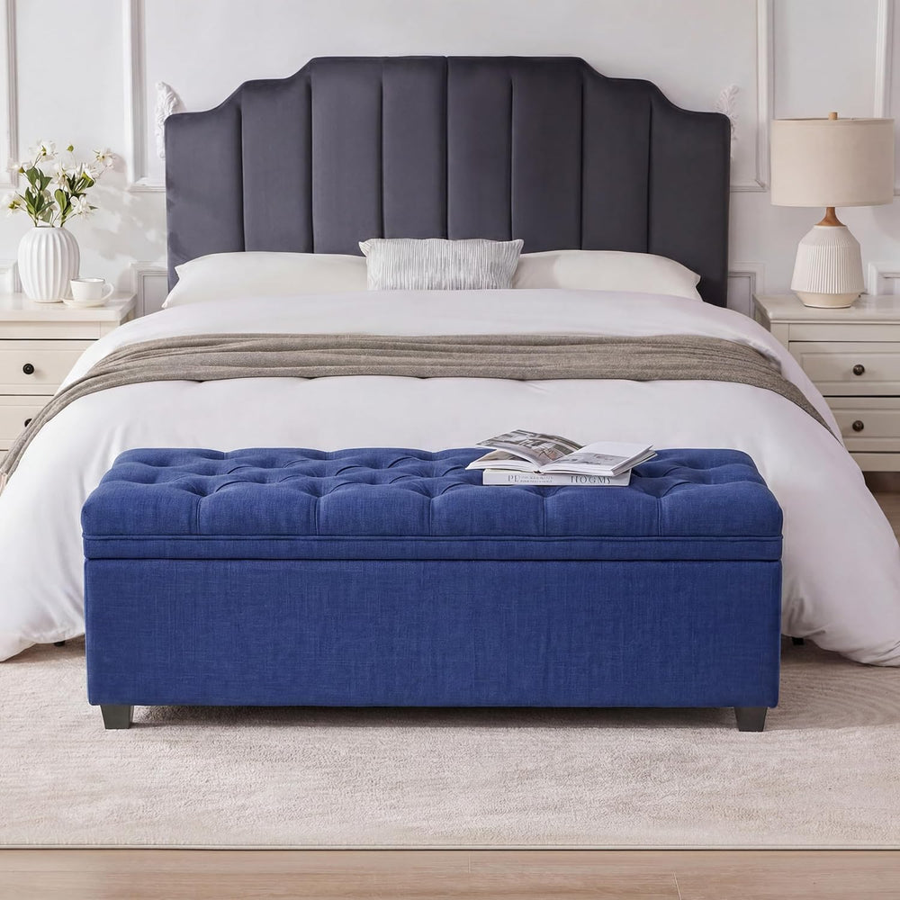 Mangodan 50 Inch Large Storage Ottoman, Tufted Ottoman with Storage