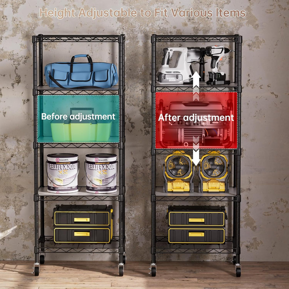 SINGAYE Small Wire 5 Adjustable Shelves Pantry Metal Shelf Floor Organizer