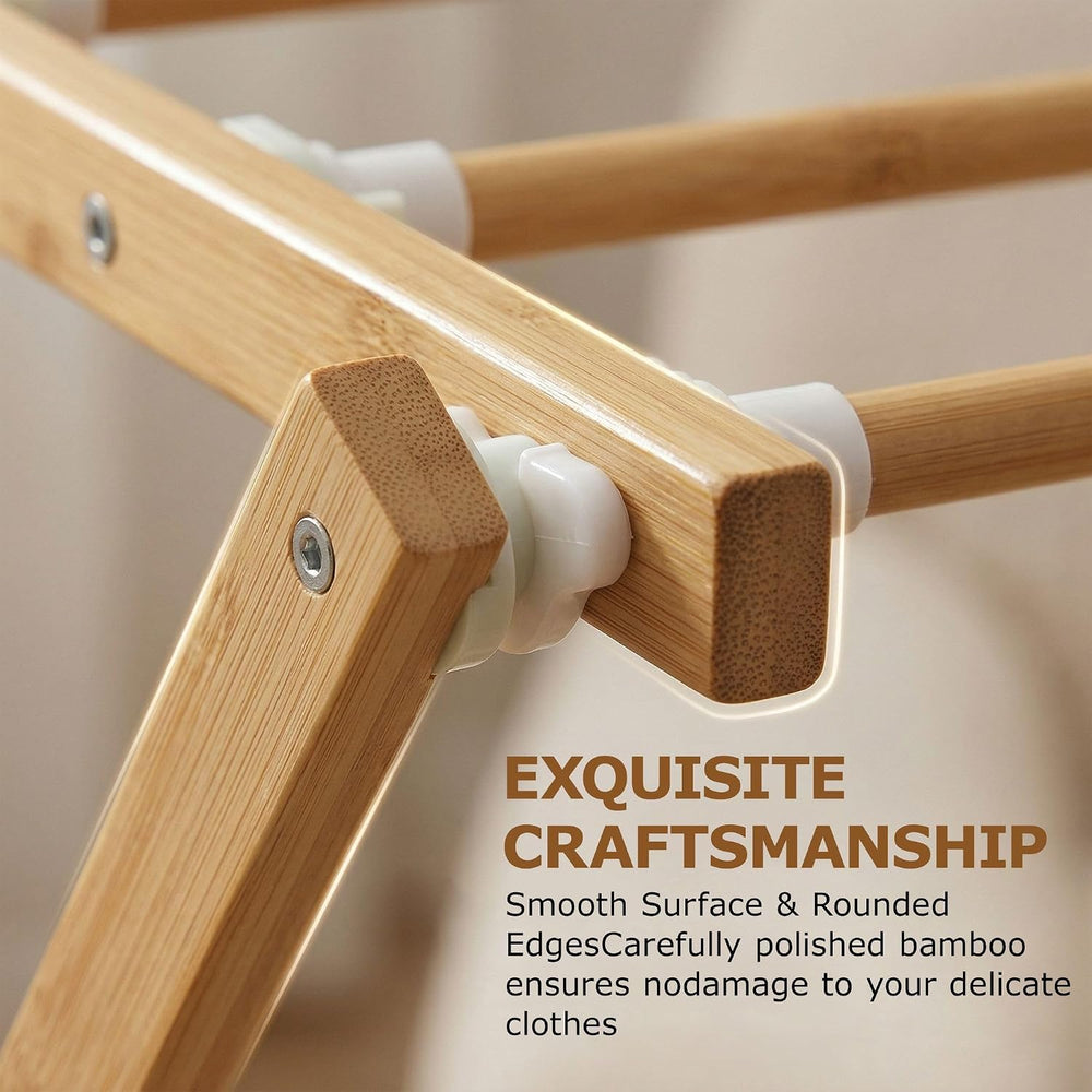 Bamboo Clothes Drying Rack, 3-Tier Tall Laundry Drying Rack