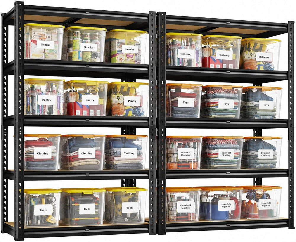 REIBII 2 Pack Storage Shelves,5 Tier Heavy Duty Garage Shelving,Adjustable