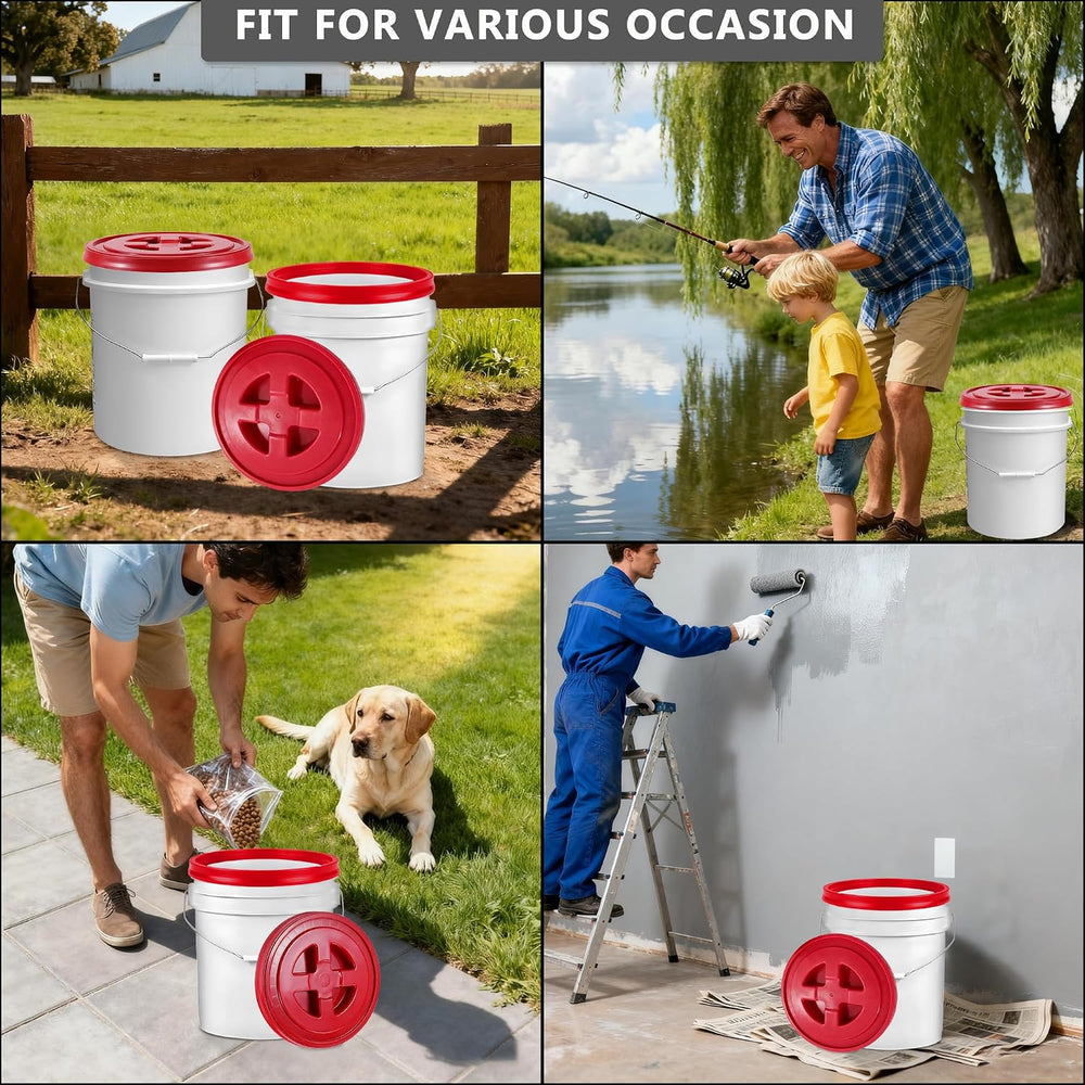 3 Pieces 5 Gallon Bucket Lids with Bucket Lid Opener, 12 Inch Leak Proof Seal...