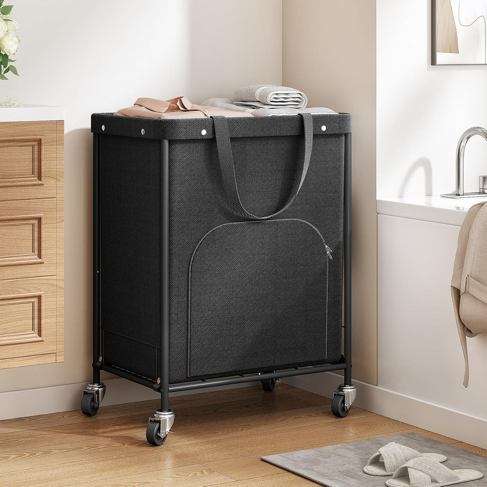 170L Large Laundry Basket with Wheels, Rolling Laundry Hamper Easy Access Clo...