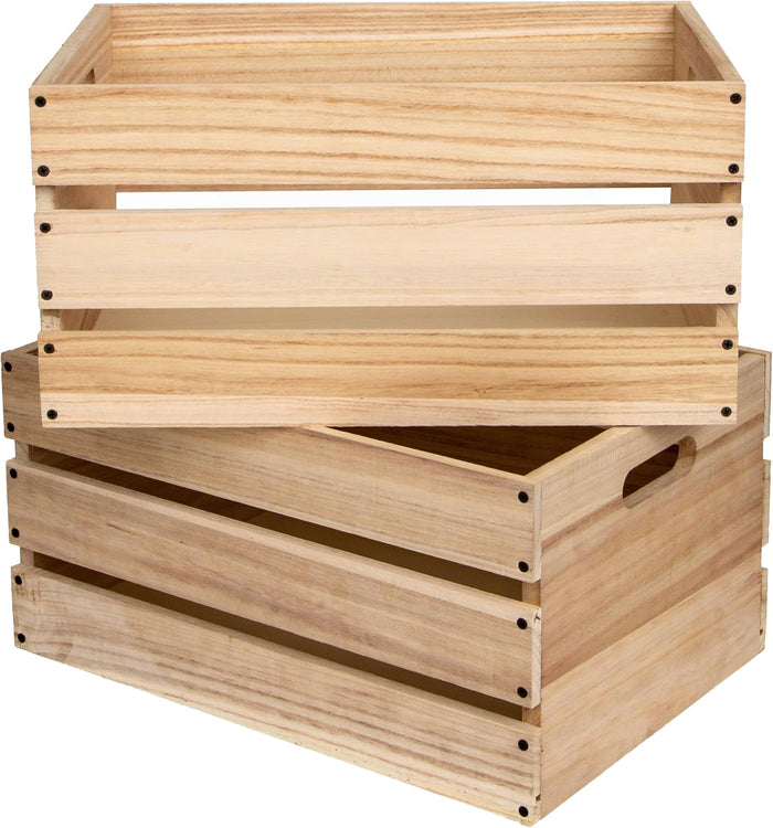 20"L Oversize Wooden Crates For Storage,Vinyl Record Storage Crates