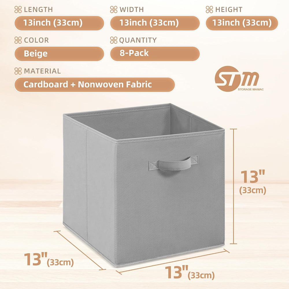 STORAGE MANIAC Storage Cubes, 13 Inch 8 Pack Collapsible Fabric Shelf Bins