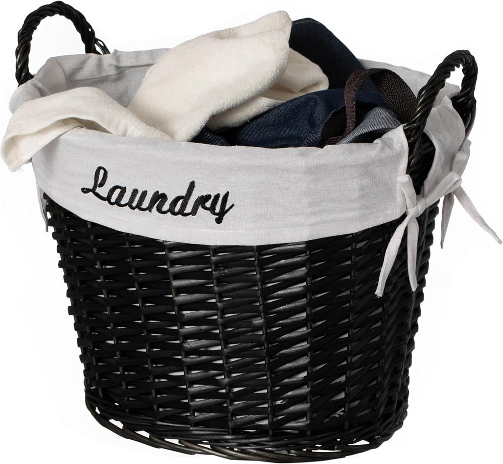 Wickerwise Handwoven Laundry Basket with Liner & Handles - Boho Decorativ...