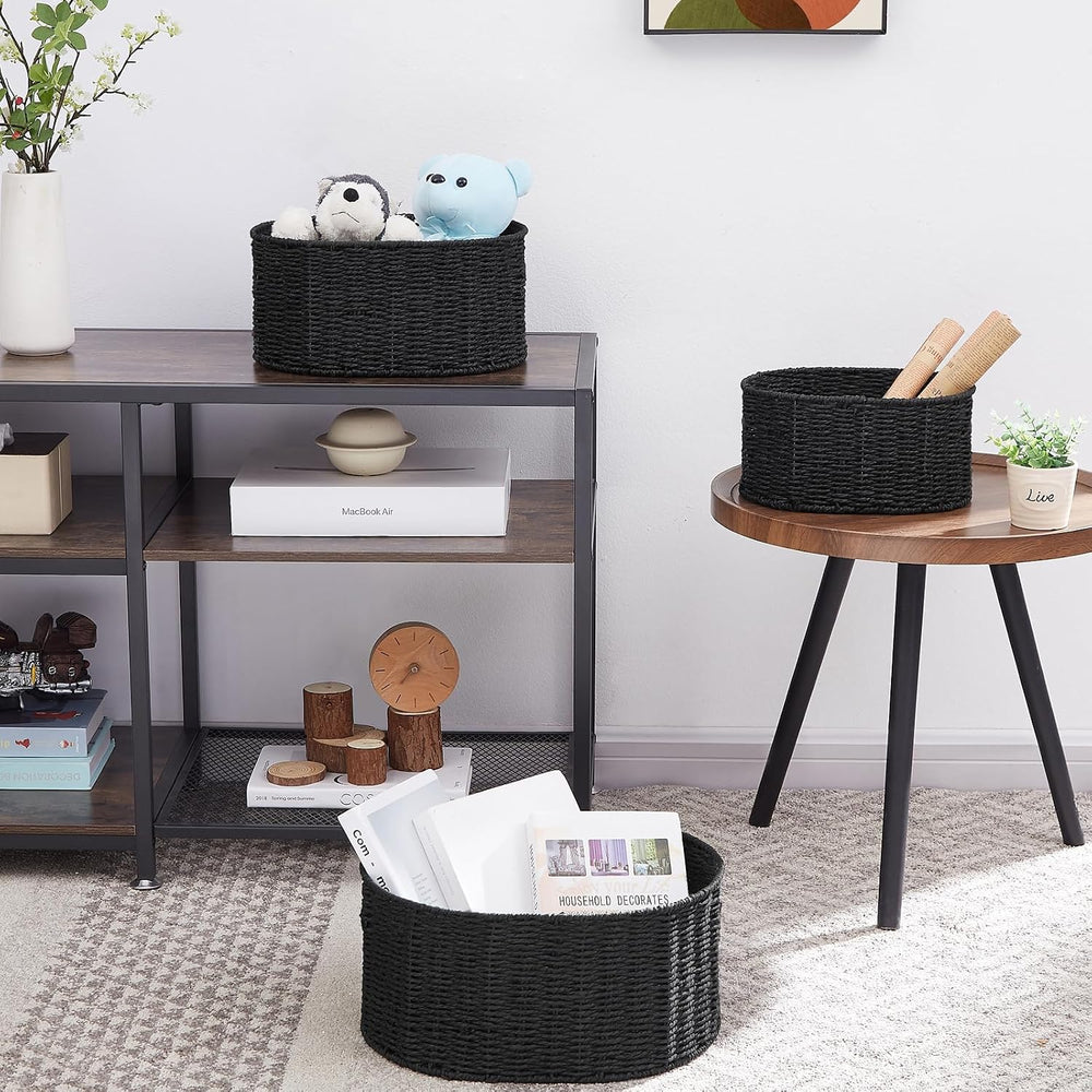 Vagusicc Wicker Basket, Set of 3 Round Storage Baskets for Organizing, Woven ...