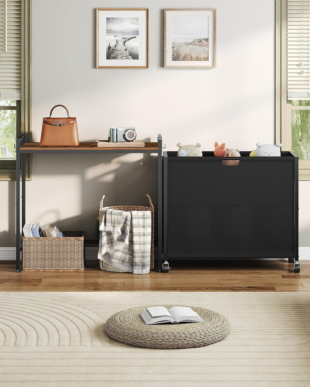 CHOEZON Laundry Sorter, Laundry Hamper with Storage Shelf, Mobile 2-in-1 Bask...