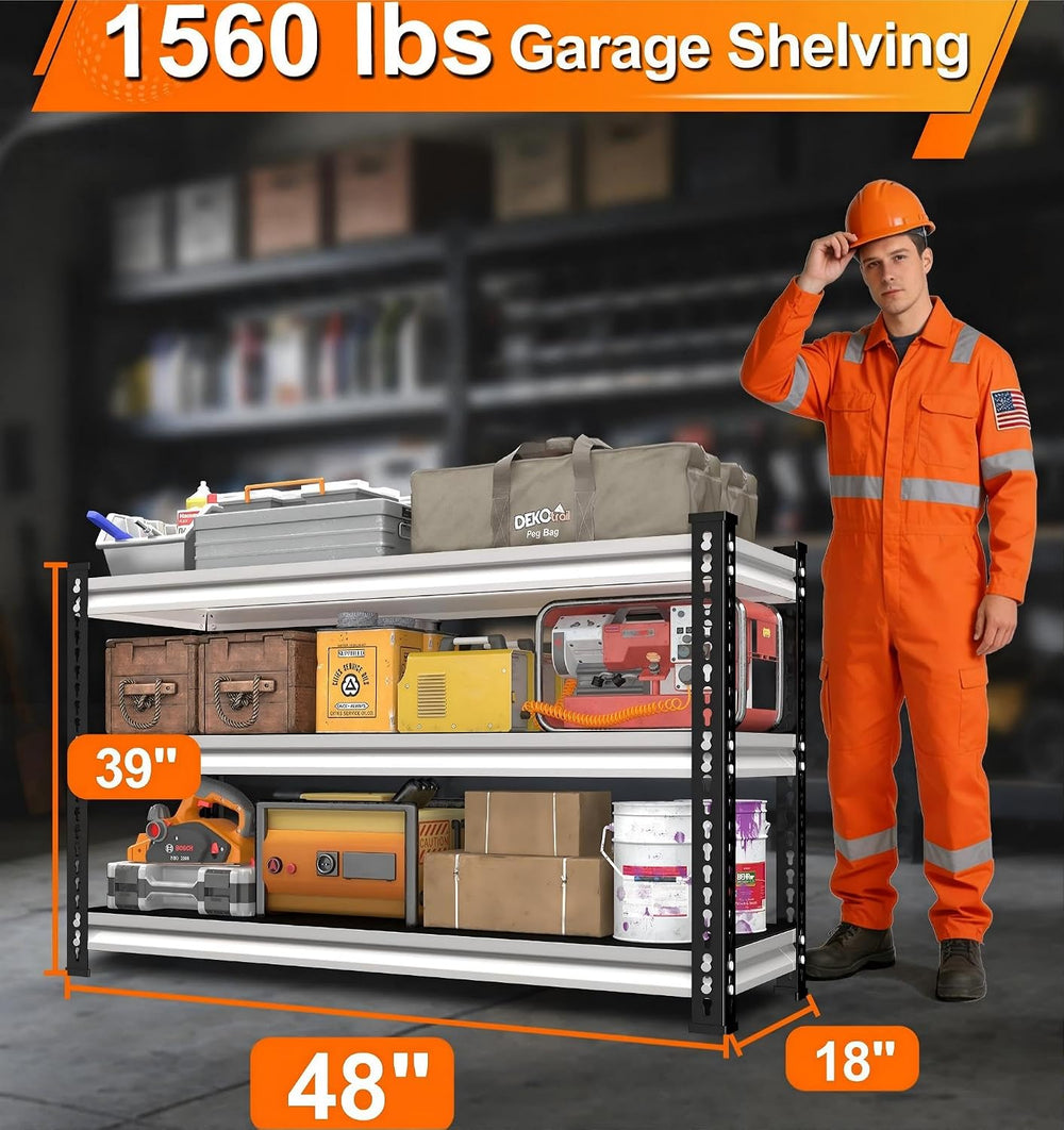 Metal Garage Shelving Units - 48" W x 18" D x 39" H White