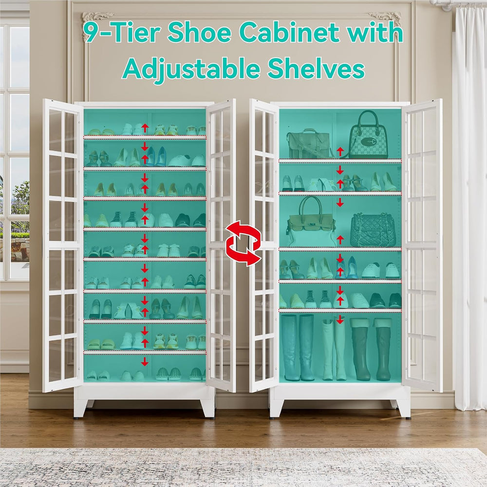 Tall Shoe Cabinet with Doors and Adjustable Shelves