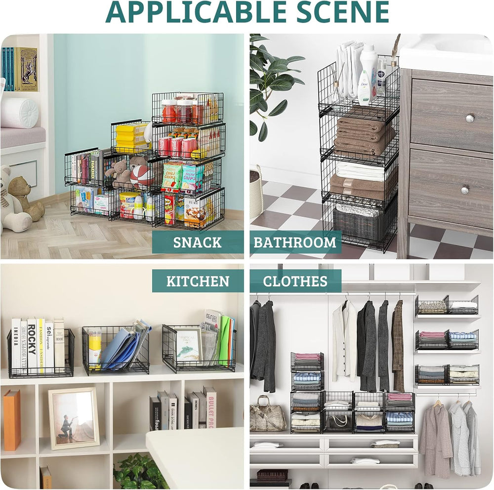 Hongtamoya 4-Tier Stackable Closet Organizers and Storage Shelves, Clothes St...