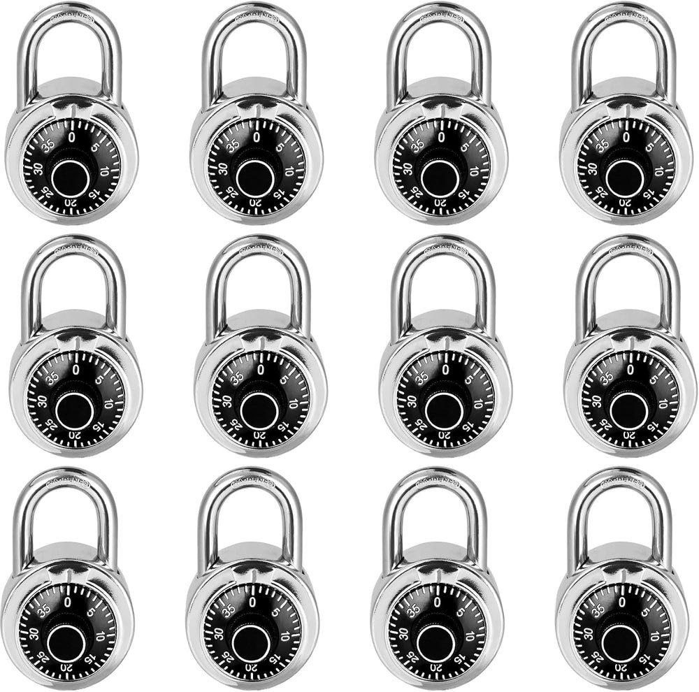 Combination Lock, LQYN Dial Combination Padlock, Pack of 12; Black