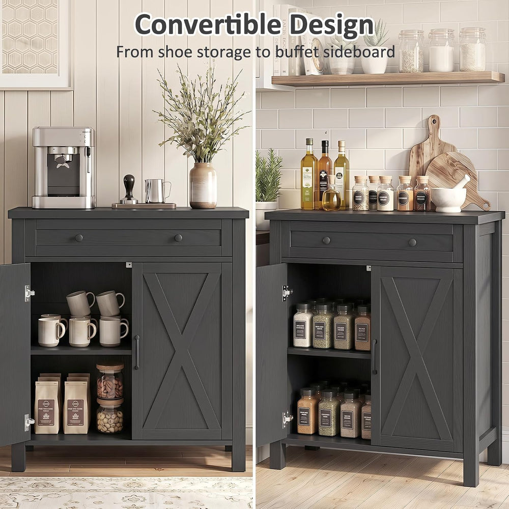 Farmhouse Shoe Storage Cabinet, 5-Tier High Boots Organizer with Adjustable S...